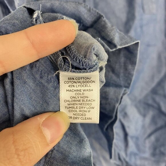 Loft Womens The Softened Shirt Size XS Blue Chambray Top Cotton Lyocell Blend - Picture 4 of 9